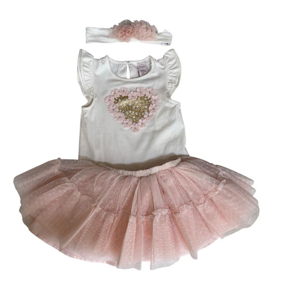 Catherine Malandrino girls tutu skirt outfit with matching headband size 24M NWT
